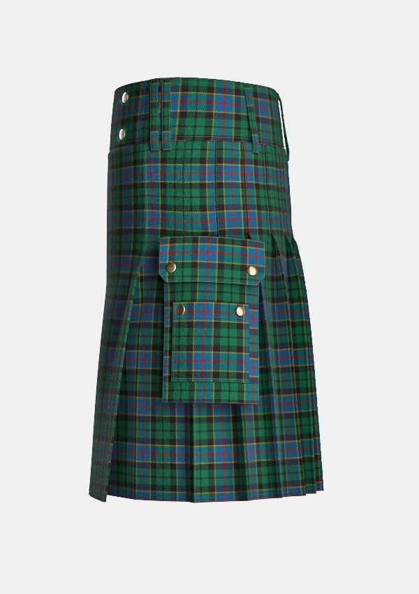 Utility_Birse_Tartan_1087_kilt_left_image_with_pleated_design_and_adjustable_buckles_for_men