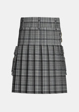Utility_Black_Shadow_Tartan_kilt_back_image_with_pleated_design_and_adjustable_buckles_for_men