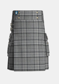 Utility_Black_Shadow_Tartan_kilt_front_image_with_pleated_design_and_adjustable_buckles_for_men