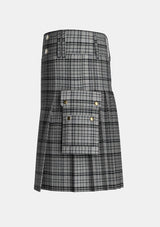 Utility_Black_Shadow_Tartan_kilt_left_image_with_pleated_design_and_adjustable_buckles_for_men