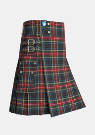 Utility_Black_Stewart_tartan_kilt_side_image_with_pleated_design_and_adjustable_buckles_for_men