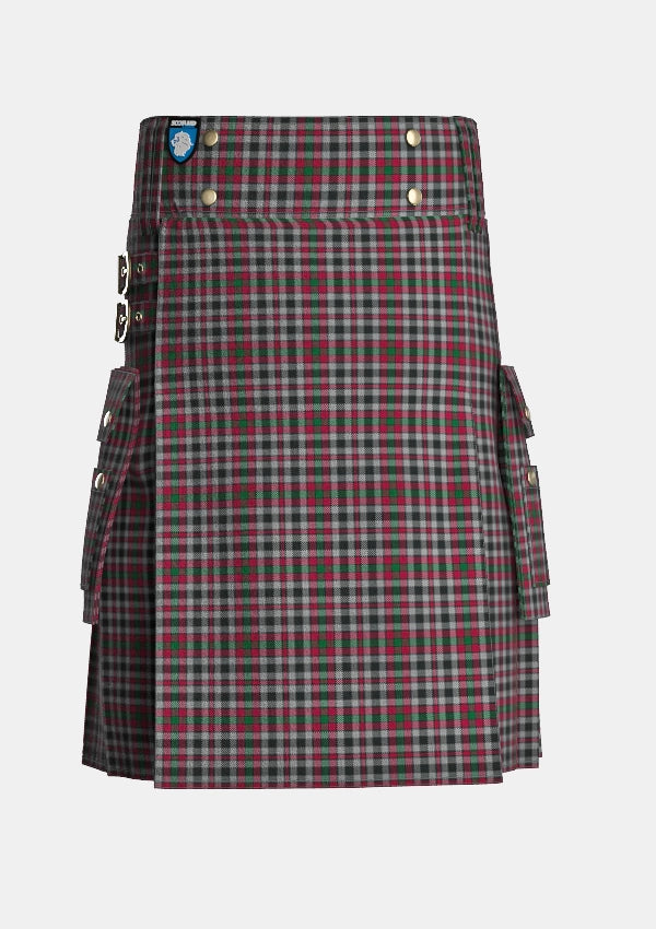Utility_Borthwick_Tartan_816_kilt_front_image_with_pleated_design_and_adjustable_buckles_for_men