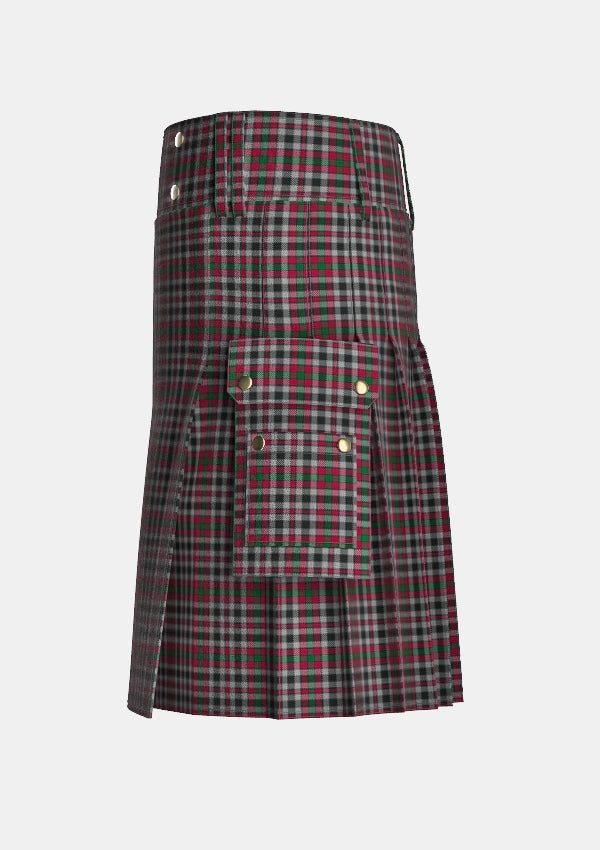 Utility_Borthwick_Tartan_816_kilt_left_image_with_pleated_design_and_adjustable_buckles_for_men
