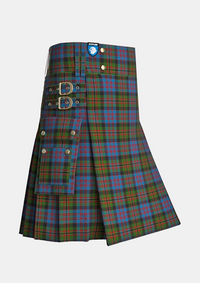 Utility_Bowie_Black_Tartan_3716_kilt_side_image_with_pleated_design_and_adjustable_buckles_for_men