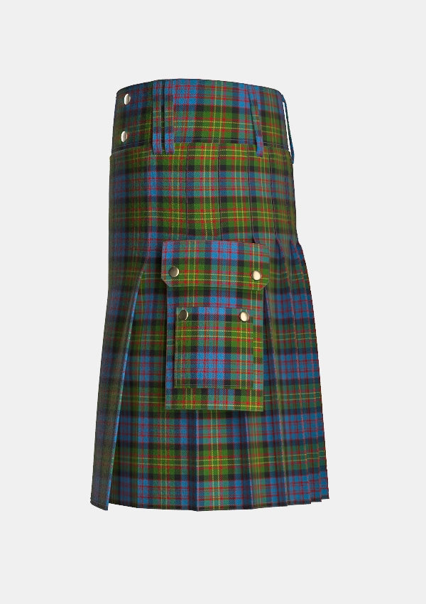 Utility_Bowie_Lochcarron_Tartan_435_kilt_left_image_with_pleated_design_and_adjustable_buckles_for_men