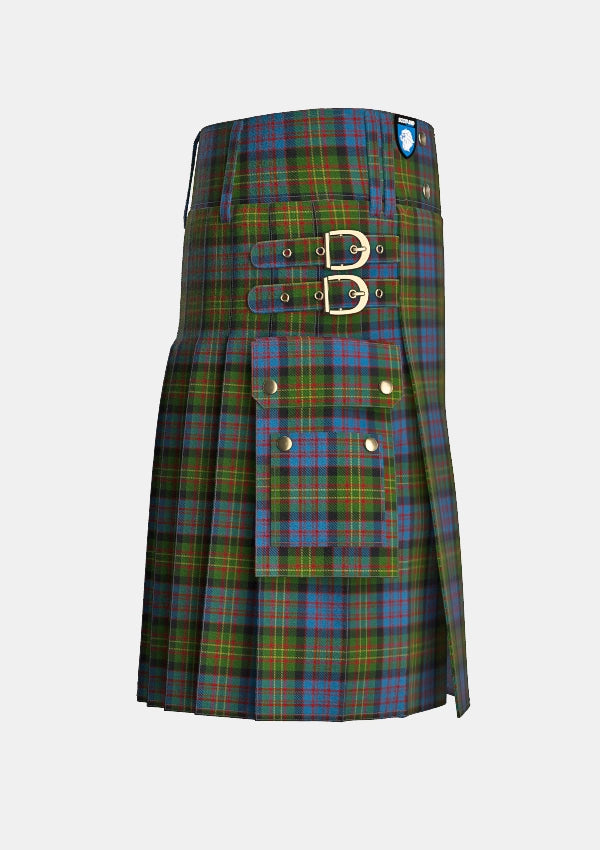 Utility_Bowie_Lochcarron_Tartan_435_kilt_right_image_with_pleated_design_and_adjustable_buckles_for_men