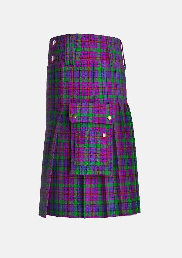 Utility_Braid_Tartan_4033_kilt_left_image_with_pleated_design_and_adjustable_buckles_for_men