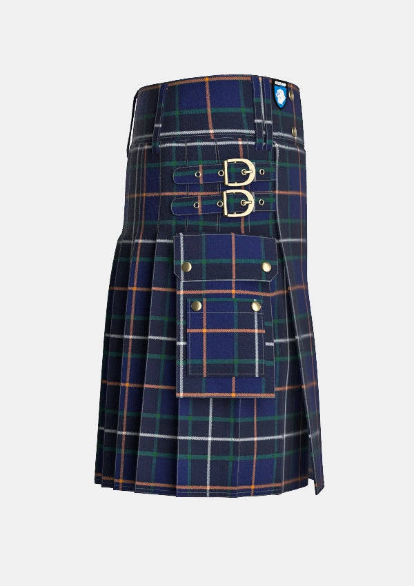 Utility_Bro_Kerne_Tartan_kilt_right_image_with_pleated_design_and_adjustable_buckles_for_men