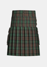 Utility_Brown_Watch_Tartan_kilt_back_image_with_pleated_design_and_adjustable_buckles_for_men