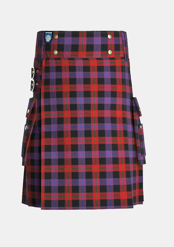 Utility_Brown_tartan_432_kilt_front_image_with_pleated_design_and_adjustable_buckles_for_men
