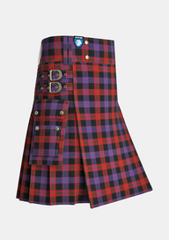 Utility_Brown_tartan_432_kilt_side_image_with_pleated_design_and_adjustable_buckles_for_men