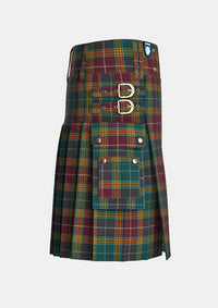 Utility_Buchanan_Muted_Tartan_kilt_right_image_with_pleated_design_and_adjustable_buckles_for_men
