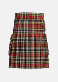 Utility_Buchanan_Old_Dress_Unofficial_Tartan_1254_kilt_back_image_with_pleated_design_and_adjustable_buckles_for_men