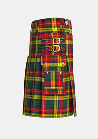 Utility_Buchanan_tartan_kilt_right_image_with_pleated_design_and_adjustable_buckles_for_men