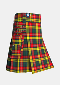 Utility_Buchanan_tartan_kilt_side_image_with_pleated_design_and_adjustable_buckles_for_men