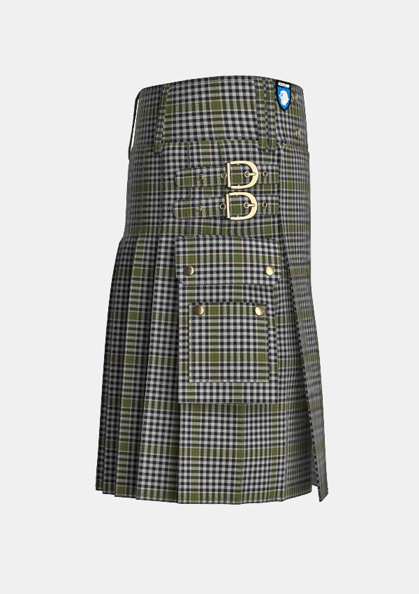 Utility_Burns_tartan_1736_kilt_right_image_with_pleated_design_and_adjustable_buckles_for_men