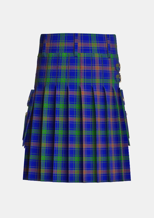 Utility_Burt_Family_Tartan_3026_kilt_back_image_with_pleated_design_and_adjustable_buckles_for_men