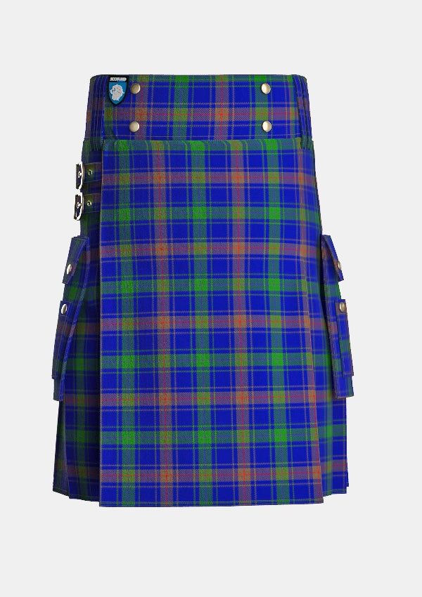 Utility_Burt_Family_Tartan_3026_kilt_front_image_with_pleated_design_and_adjustable_buckles_for_men