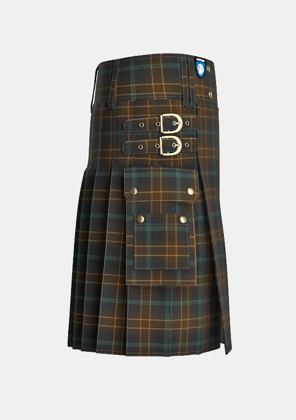 Utility_Calderwood_R_Family_Tartan_14624_kilt_right_image_with_pleated_design_and_adjustable_buckles_for_men