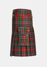 Utility_Caledonia_Tartan_1356_kilt_left_image_with_pleated_design_and_adjustable_buckles_for_men