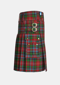 Utility_Caledonia_Tartan_1356_kilt_right_image_with_pleated_design_and_adjustable_buckles_for_men