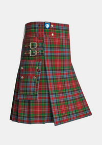 Utility_Caledonia_Tartan_1356_kilt_side_image_with_pleated_design_and_adjustable_buckles_for_men
