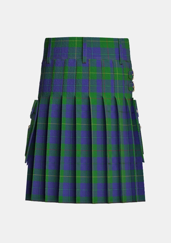 Utility_Cambridge_Tartan_6660_kilt_back_image_with_pleated_design_and_adjustable_buckles_for_men