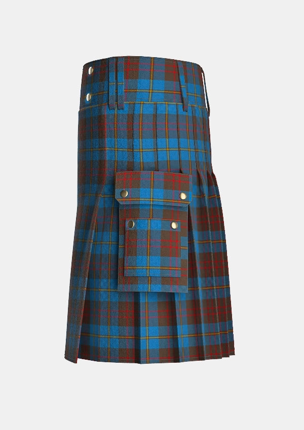 Utility_Cameron_Hunting_Tartan_1745_kilt_left_image_with_pleated_design_and_adjustable_buckles_for_men