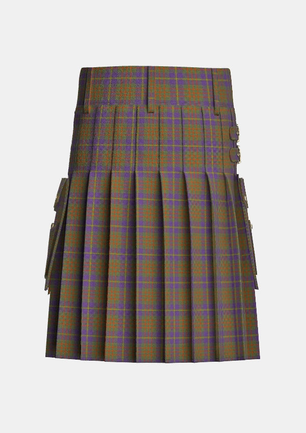 Utility_Cameron_Of_Lochiel_Hunting_Tartan_1535_kilt_back_image_with_pleated_design_and_adjustable_buckles_for_men