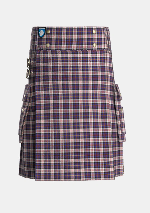Utility_Cameron_of_Erracht_Dress_Tartan_1871_kilt_front_image_with_pleated_design_and_adjustable_buckles_for_men
