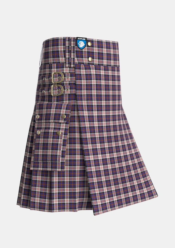 Utility_Cameron_of_Erracht_Dress_Tartan_1871_kilt_side_image_with_pleated_design_and_adjustable_buckles_for_men