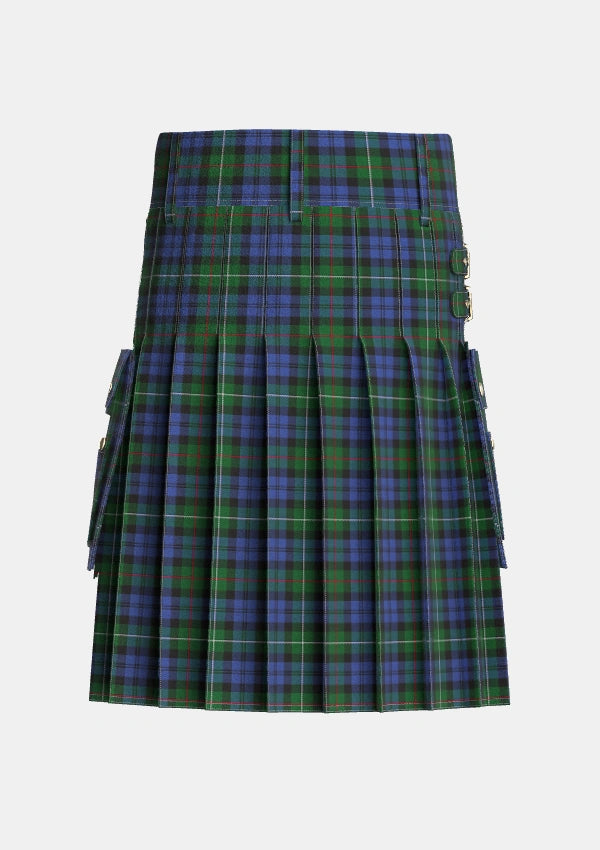Utility_Campbell_Red_Tartan_1580_kilt_back_image_with_pleated_design_and_adjustable_buckles_for_men