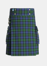 Utility_Campbell_Red_Tartan_1580_kilt_front_image_with_pleated_design_and_adjustable_buckles_for_men