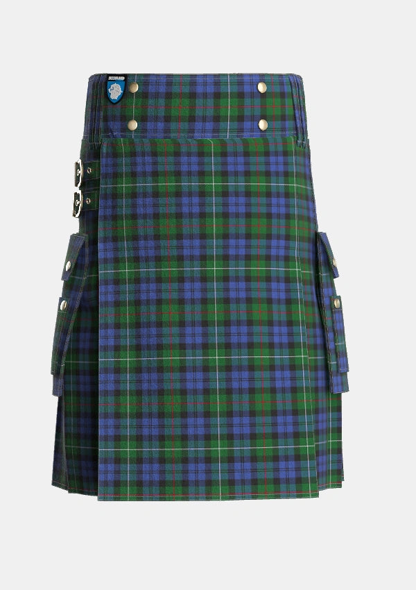 Utility_Campbell_Red_Tartan_1580_kilt_front_image_with_pleated_design_and_adjustable_buckles_for_men