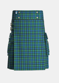 Utility_Campbell_Tartan_kilt_front_image_with_pleated_design_and_adjustable_buckles_for_men