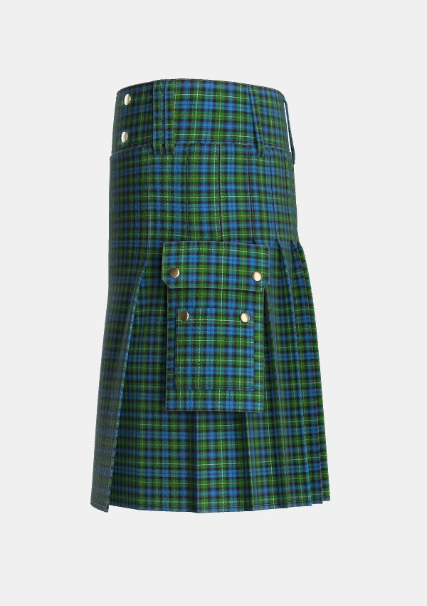Utility_Campbell_of_Argyll_2_Tartan_9_kilt_left_image_with_pleated_design_and_adjustable_buckles_for_men
