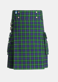 Utility_Campbell_of_Argyll_Smiths_Tartan_8_kilt_front_image_with_pleated_design_and_adjustable_buckles_for_men