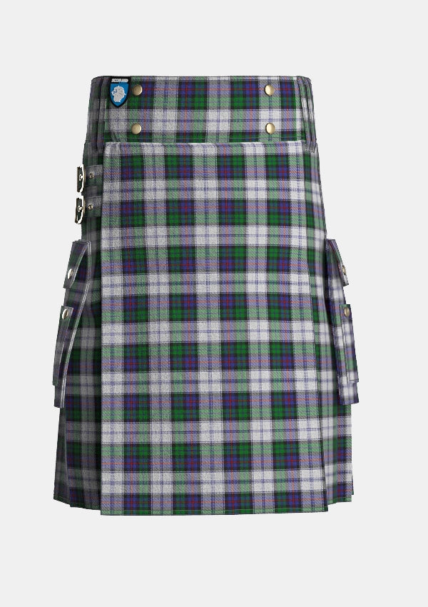 Utility_Campbell_of_Cawdor_Dress_tartan_1975_kilt_front_image_with_pleated_design_and_adjustable_buckles_for_men