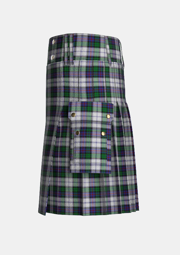 Utility_Campbell_of_Cawdor_Dress_tartan_1975_kilt_left_image_with_pleated_design_and_adjustable_buckles_for_men