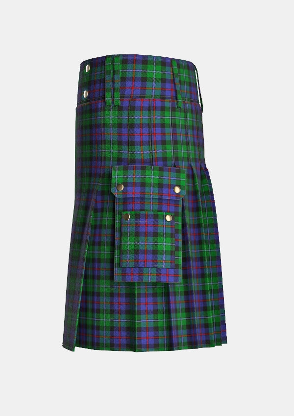Utility_Campbell_of_Cawdor_Tartan_2_kilt_left_image_with_pleated_design_and_adjustable_buckles_for_men