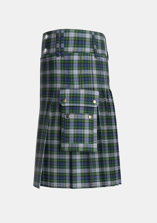 Utility_Campbell_of_Lochnell_Dress_Tartan_1963_kilt_left_image_with_pleated_design_and_adjustable_buckles_for_men