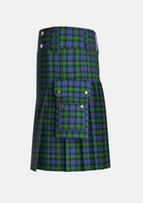 Utility_Campbell_of_Loudoun_Tartan_4436_kilt_left_image_with_pleated_design_and_adjustable_buckles_for_men