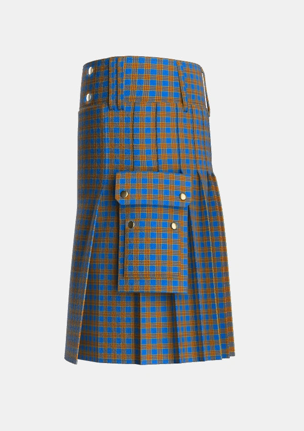 Utility_Carlisle_Ancient_Tartan_680_kilt_left_image_with_pleated_design_and_adjustable_buckles_for_men