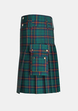 Utility_Carmichael_tartan_1078_kilt_left_image_with_pleated_design_and_adjustable_buckles_for_men