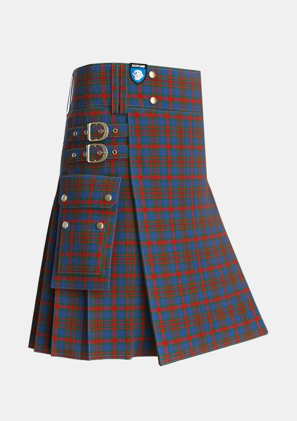Utility_Carnegie_3_Tartan_1153_kilt_side_image_with_pleated_design_and_adjustable_buckles_for_men