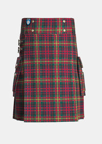Utility_Carnegie_tartan_489_kilt_front_image_with_pleated_design_and_adjustable_buckles_for_men