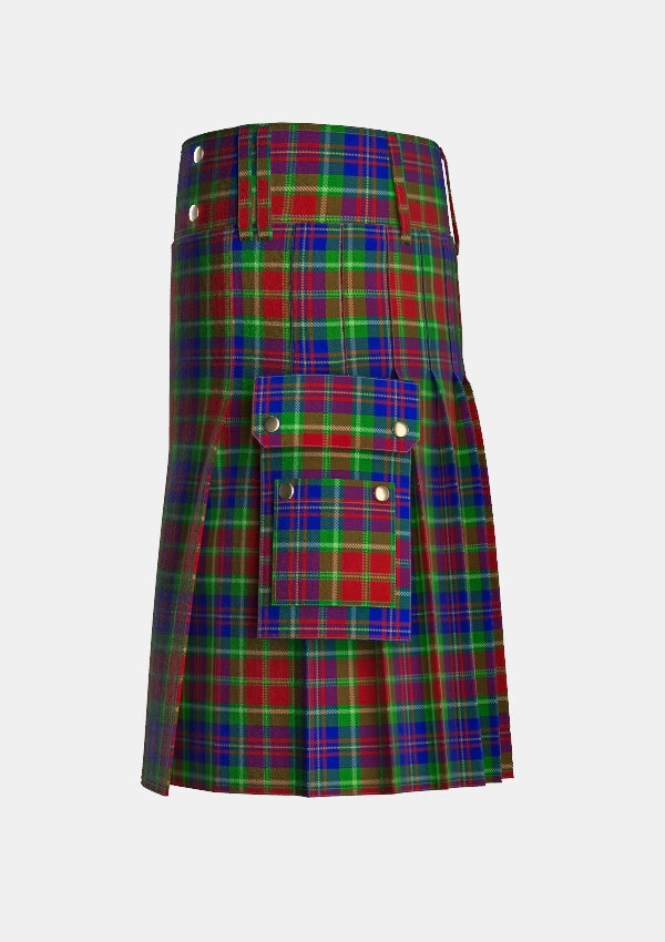Utility_Carr_tartan_4120_kilt_left_image_with_pleated_design_and_adjustable_buckles_for_men