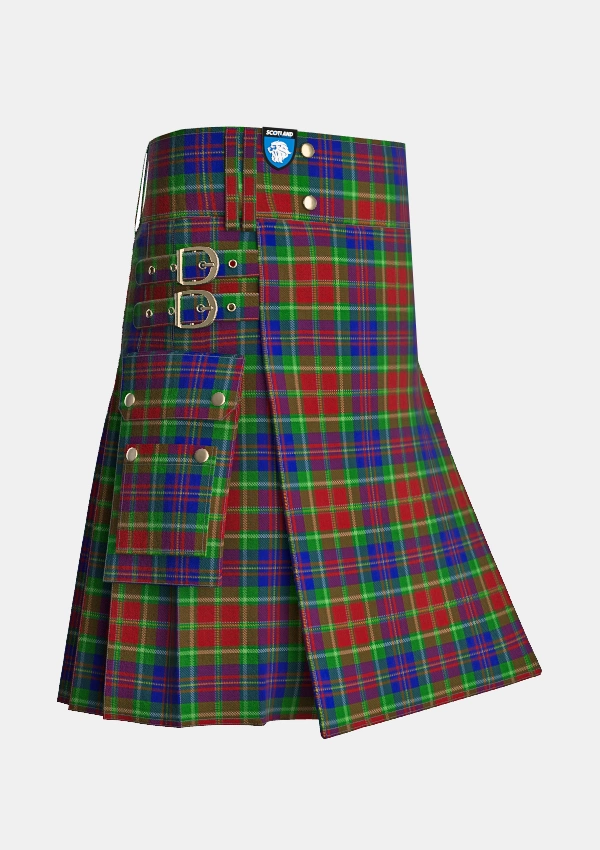 Utility_Carr_tartan_4120_kilt_side_image_with_pleated_design_and_adjustable_buckles_for_men
