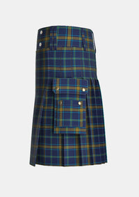 Utility_Carroll_R_Family_Tartan_14132_kilt_left_image_with_pleated_design_and_adjustable_buckles_for_men