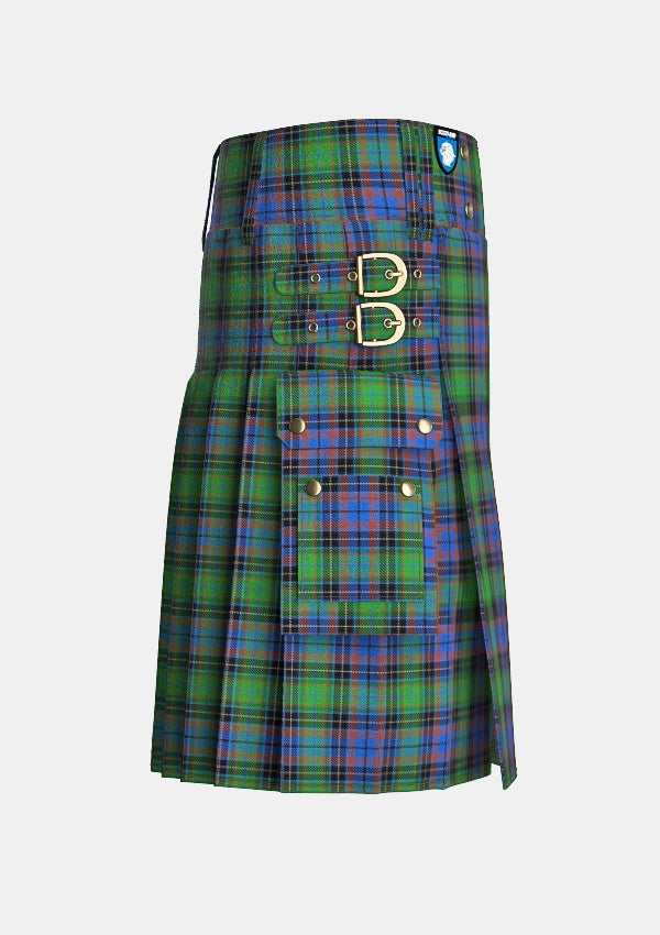 Utility_Cascade_Summers_Tartan_2195_kilt_right_image_with_pleated_design_and_adjustable_buckles_for_men